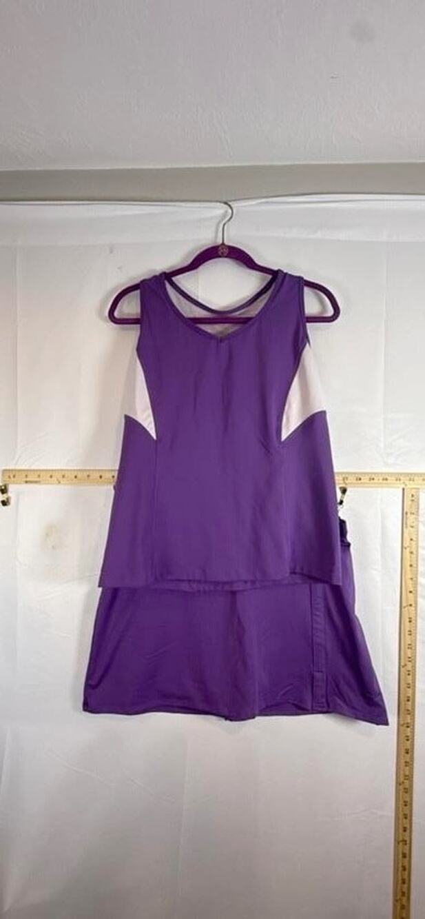 Danskin Now Womens Large L 12 14 Purple White Athletic Tennis Skirt Skort Golf